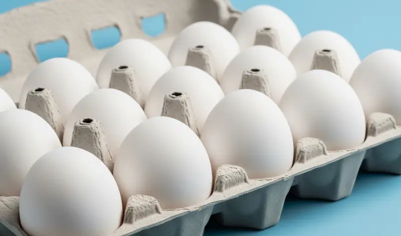 Cartón de huevos blancos