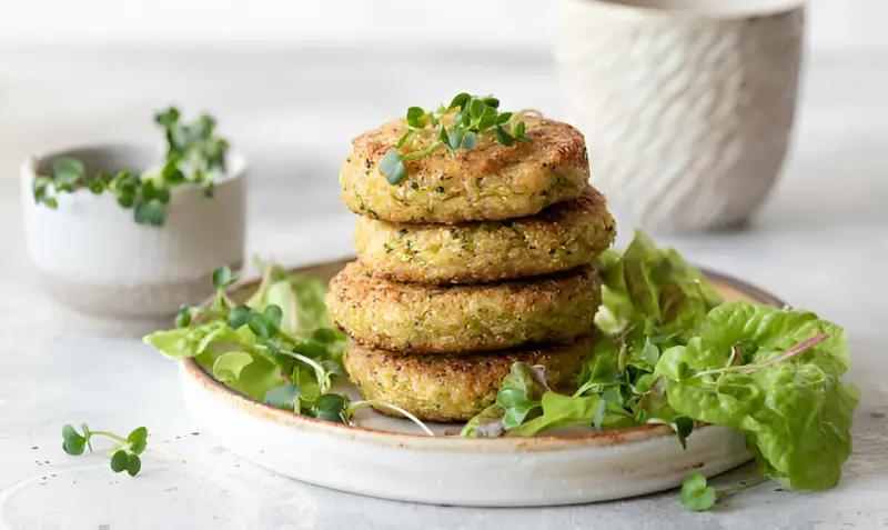 Un plato con varias hamburguesas de lentejas