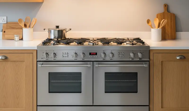 Horno y placa de acero inoxidable a juego